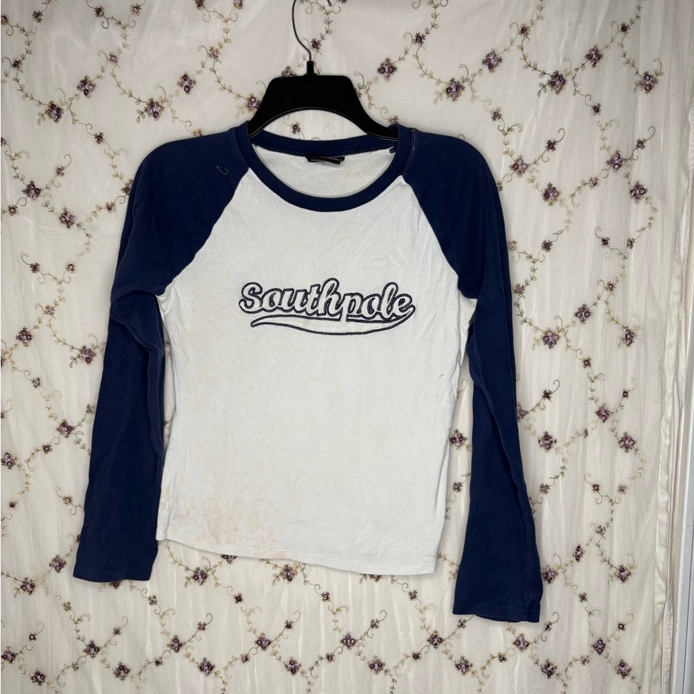 South Pole Blue and White Crew Neck Shirt